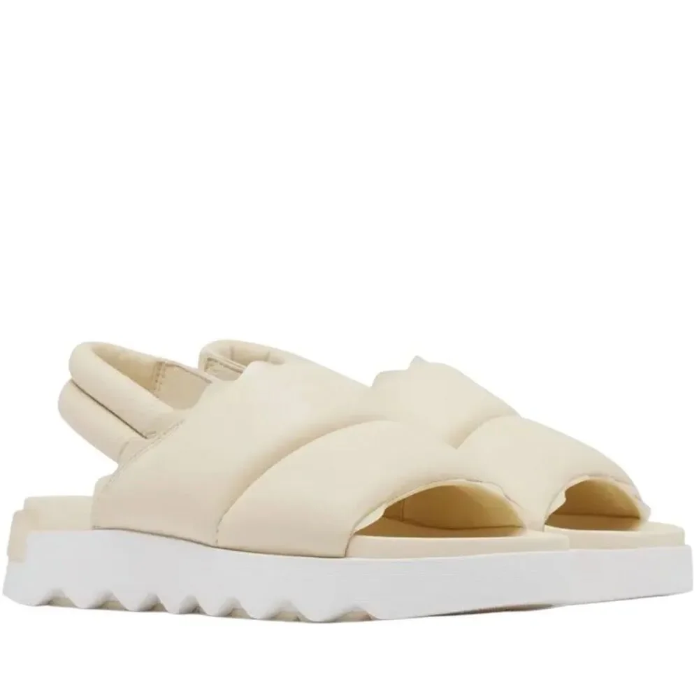 Quilted Sorel Dayspring 9puffy strappy sling back chunky platform sporty sandals